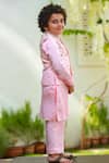 Littleens_Pink Embroidered Nehru Jacket For Boys_Online_at_Aza_Fashions