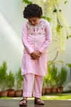 Buy_Littleens_Pink Embroidered Nehru Jacket For Boys_Online_at_Aza_Fashions