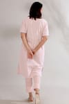 Shop_TIC_Peach Kurta  Pant Cambric Embroidery Round Striped And Set _at_Aza_Fashions