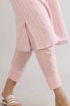 TIC_Peach Kurta  Pant Cambric Embroidery Round Striped And Set _at_Aza_Fashions