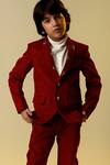 Buy_Littleens_Maroon Embellished Blazer And Trouser Set For Boys_Online_at_Aza_Fashions