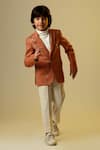 Buy_Littleens_Brown Wool Cut Work Embellished Blazer _at_Aza_Fashions