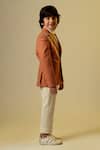 Littleens_Brown Wool Cut Work Embellished Blazer _Online_at_Aza_Fashions