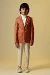 Buy_Littleens_Brown Wool Cut Work Embellished Blazer _Online_at_Aza_Fashions