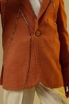 Shop_Littleens_Brown Wool Cut Work Embellished Blazer _Online_at_Aza_Fashions