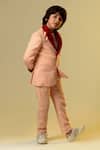 Littleens_Peach Tissue, Cotton, Terrycloth Notch Lapel Blazer And Trouser Set _Online_at_Aza_Fashions