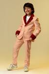 Buy_Littleens_Peach Notch Lapel Blazer And Trouser Set For Boys_Online_at_Aza_Fashions