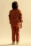 Shop_Littleens_Brown Zip Front Jacket And Trouser Set For Boys_at_Aza_Fashions