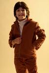 Shop_Littleens_Brown Zip Front Jacket And Trouser Set For Boys_Online_at_Aza_Fashions
