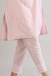 TIC_Peach Kurta  Pant Cambric Embroidery Boat Striped And Set _at_Aza_Fashions