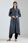 Buy_TIC_Grey Chanderi Embroidery Stand Collar Kurta Set _at_Aza_Fashions