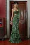 Shop_Arpita Mehta_Green Georgette Garden Print Pre-stitched Saree With Blouse_Online_at_Aza_Fashions