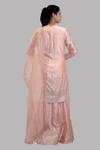Shop_Aksh_Peach Organza, Chanderi Round Kurta Lehenga Set_at_Aza_Fashions