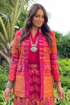 Buy_ASEEM KAPOOR_Pink Natural Crepe Spread Collar Mandala Flared Trapeze Shirt  _at_Aza_Fashions