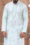 Shop_Nitesh Singh Chauhan_Blue Cotton Silk Rajasthani Embroidered Kurta Set_Online_at_Aza_Fashions