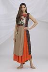 Buy_Samyukta Singhania_Orange Slub Soft Silk Maxi Dress With Inner_at_Aza_Fashions