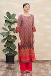 Naintara Bajaj_Brown Muslin Round Printed Kurta _Online_at_Aza_Fashions