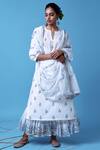 Shop_Barahmasi_White Cotton Floral Print Dupatta_at_Aza_Fashions