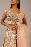 Buy_Nidhika Shekhar_Pink Silk Chanderi U Neck Brocade Lehenga Set _Online_at_Aza_Fashions