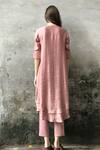 Shop_I Am Design_Pink Satin Linen Embroidered Kurta Set _at_Aza_Fashions