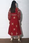 Shop_Chandrima_Red Kala Cotton Round Embroidered Midi Dress _at_Aza_Fashions