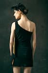 Shop_Mandira Wirk_Black Asymmetric One Shoulder Dress For Women_at_Aza_Fashions