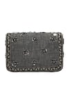 Shop_Fuchsia by aashaka mehta_Grey Embroidery Geometric Clutch _at_Aza_Fashions