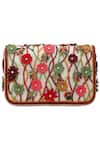 Shop_Fuchsia by aashaka mehta_Multi Color Embroidery Miracle Garden Clutch_at_Aza_Fashions