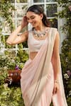 Buy_Rococo_Pink Net Embroidered Bead Work Bahar Pre-draped Saree With Blouse  _Online_at_Aza_Fashions