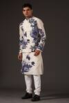 Buy_Balance by Rohit Bal_White Linen Printed Floral Bundi _at_Aza_Fashions