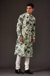 Shop_Balance by Rohit Bal_Green Cotton Printed Floral Bird And Kurta Set  _at_Aza_Fashions