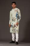 Buy_Balance by Rohit Bal_Green Cotton Printed Floral Bird And Kurta Set  _at_Aza_Fashions