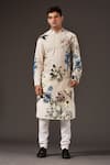 Buy_Balance by Rohit Bal_White Cotton Printed Floral Bird And Kurta Set _at_Aza_Fashions