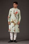 Buy_Balance by Rohit Bal_Green Cotton Printed Floral Bird And Kurta Set  _at_Aza_Fashions