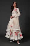 Balance by Rohit Bal_White Chanderi Printed Floral Keyhole Flared Anarkali Pant Set  _Online_at_Aza_Fashions