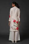 Shop_Balance by Rohit Bal_White Chanderi Printed Floral Mandarin Collar Kurta And Palazzo Set _at_Aza_Fashions