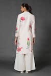 Shop_Balance by Rohit Bal_White Chanderi Printed Floral Mandarin Collar Tunic And Palazzo Set _at_Aza_Fashions