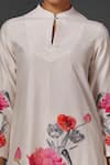 Buy_Balance by Rohit Bal_White Chanderi Printed Floral Mandarin Collar Tunic And Palazzo Set _Online_at_Aza_Fashions