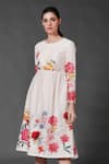 Balance by Rohit Bal_White Chanderi Printed Floral Round Dress _Online_at_Aza_Fashions