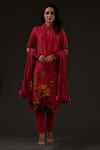 Buy_Balance by Rohit Bal_Pink Chanderi Printed Floral Mandarin Collar Kurta Set _at_Aza_Fashions