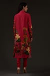 Shop_Balance by Rohit Bal_Pink Chanderi Printed Floral Mandarin Collar Kurta Set _at_Aza_Fashions