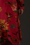 Balance by Rohit Bal_Pink Chanderi Printed Floral Mandarin Collar Kurta Set _Online_at_Aza_Fashions