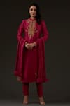 Buy_Balance By Rohit Bal_Pink Cotton, Chanderi Floral Mandarin Collar Embroidered Kurta Set _at_Aza_Fashions