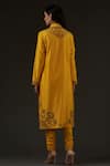 Shop_Balance By Rohit Bal_Yellow Cotton, Chanderi Floral Mandarin Collar Embroidered Kurta Set _at_Aza_Fashions