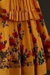 Rohit Bal Designs Pvt Ltd_Yellow Cotton, Chanderi Floral Scoop Neck Print Anarkali Set _Online_at_Aza_Fashions