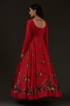 Shop_Balance by Rohit Bal_Red Chanderi Printed Floral Scoop Neck Anarkali Set _at_Aza_Fashions