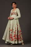 Buy_Balance By Rohit Bal_Green Chanderi Floral Square Neck Print Anarkali Set _at_Aza_Fashions