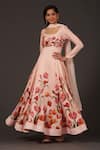 Buy_Balance by Rohit Bal_Pink Chanderi Printed Floral Round Anarkali Set _at_Aza_Fashions