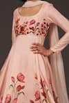 Balance by Rohit Bal_Pink Chanderi Printed Floral Round Anarkali Set _Online_at_Aza_Fashions