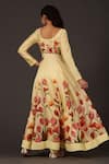 Shop_Balance By Rohit Bal_Yellow Chanderi Floral Round Print Anarkali Set _at_Aza_Fashions